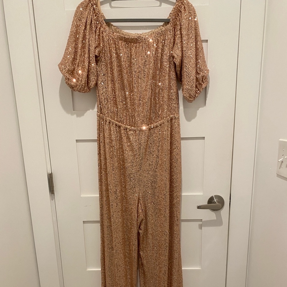NWT Venus Sequence Blush jumpsuit, size L